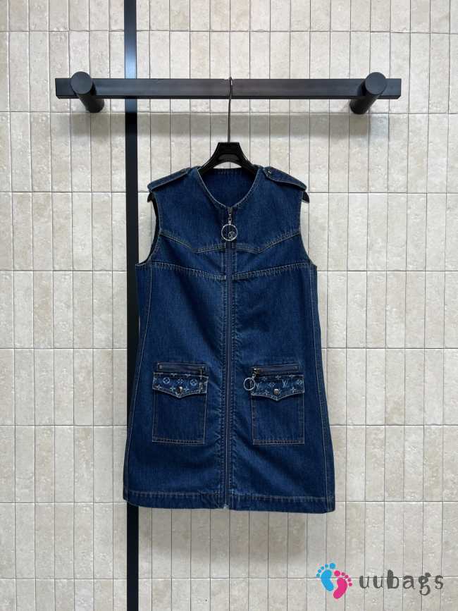 Uubags Louis Vuitton 1AJGDV Denim Dress with Zipper - 1