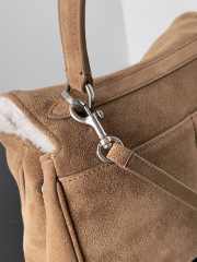 Uubags Balenciaga Rodeo Handbag Mini in noce suede calfskin and white fleecel, aged-silver hardware 23x17x10cm - 5