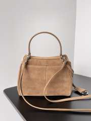 Uubags Balenciaga Rodeo Handbag Mini in noce suede calfskin and white fleecel, aged-silver hardware 23x17x10cm - 2