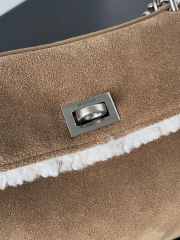 Uubags Balenciaga Rodeo Handbag Mini in noce suede calfskin and white fleecel, aged-silver hardware 23x17x10cm - 6