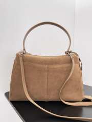 Uubags Balenciaga Rodeo Handbag Medium in noce suede calfskin and white fleecel, aged-silver hardware 35x23.5x11cm - 3