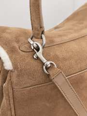 Uubags Balenciaga Rodeo Handbag Medium in noce suede calfskin and white fleecel, aged-silver hardware 35x23.5x11cm - 4