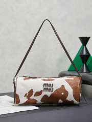Uubags Miu Miu Printed Leather Bag In White/Burnt Sienna 21.5x9x9cm - 1