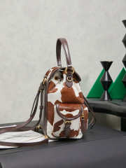 Uubags Miu Miu Printed Leather Backpack In White/Burnt Sienna 22x18x11.5cm - 6