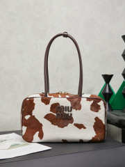 Uubags Miu Miu Printed Leather Beau Bag In White/Burnt Sienna 17x30x8.5cm - 1