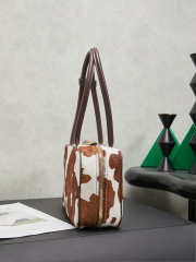 Uubags Miu Miu Printed Leather Beau Bag In White/Burnt Sienna 17x30x8.5cm - 6