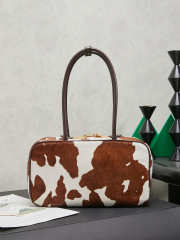 Uubags Miu Miu Printed Leather Beau Bag In White/Burnt Sienna 17x30x8.5cm - 4