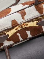 Uubags Miu Miu Printed Leather Beau Bag In White/Burnt Sienna 17x30x8.5cm - 3
