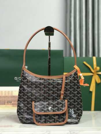 Uubags Goyard mini Bohème hobo bag in black/tan 26x11x22cm
