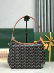 Uubags Goyard mini Bohème hobo bag in black/tan 26x11x22cm - 3