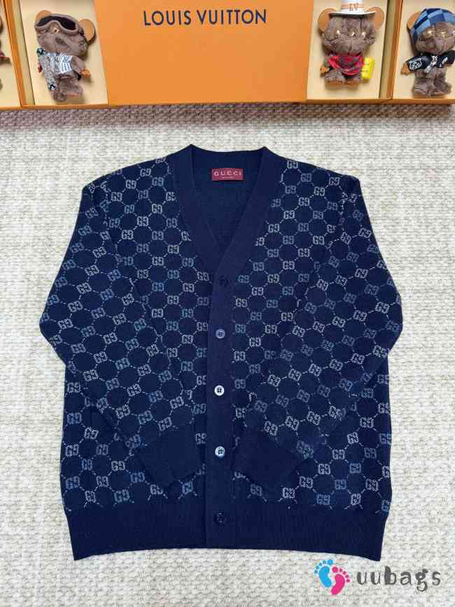 Uubags Gucci GG double wool knit jumper in dark blue  - 1