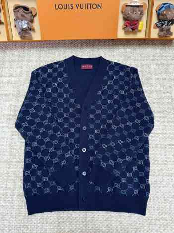 Uubags Gucci GG double wool knit jumper in dark blue 