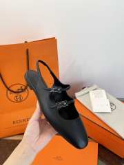 Uubags Hermes Mila slingback in black nomade goatskin featuring a Hapi buckle - 6