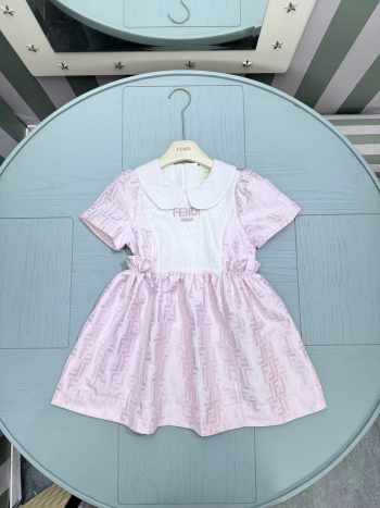 Uubags Fendi baby girl's pink cotton FF logo dress