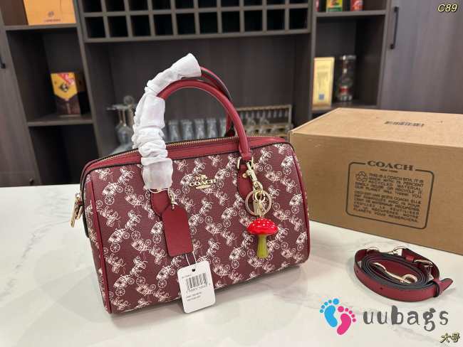 Uubags Coach Rowan Satchel Bag With Horse And Carriage Print 25x17x14cm - 1