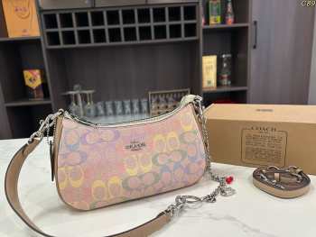 Uubags Coach Mini Teri Shoulder Bag In Rainbow Signature Canvas 16x14cm