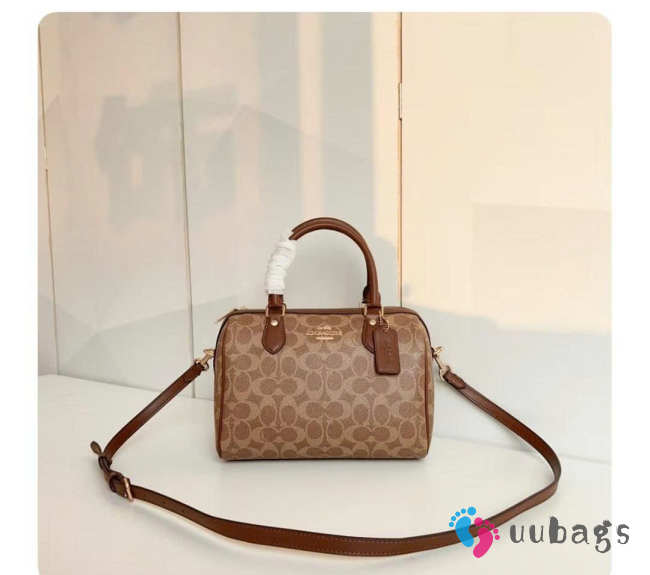 Uubags Coach Rowan Satchel Bag In Signature Canvas In Im/Tan/Brown 25x15x12cm - 1