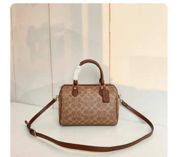 Uubags Coach Rowan Satchel Bag In Signature Canvas In Im/Tan/Brown 25x15x12cm