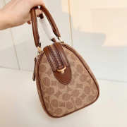 Uubags Coach Rowan Satchel Bag In Signature Canvas In Im/Tan/Brown 25x15x12cm - 4