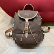 Uubags Miu Miu canvas and leather backpack in cocoa brown/brandy 25x29.5x12.5cm - 1