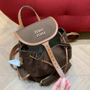 Uubags Miu Miu canvas and leather backpack in cocoa brown/brandy 25x29.5x12.5cm - 4