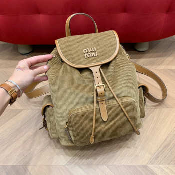 Uubags Miu Miu medium corduroy backpack in cinnamon 18x22x11.5cm