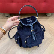 Uubags Miu Miu medium corduroy backpack in navy 18x22x11.5cm - 1