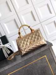 Uubags Chanel small Coco handle bag in 25K gold tone with diamond-style details 23cm - 1