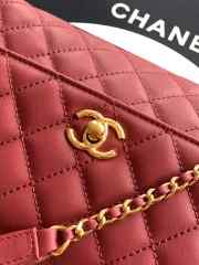 Uubags Chanel small red Coco handle bag in 25K gold hardware with diamond-style details 23cm - 4