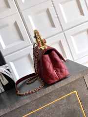 Uubags Chanel small red Coco handle bag in 25K gold hardware with diamond-style details 23cm - 2