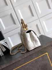 Uubags Chanel small white Coco handle bag in 25K gold hardware with diamond-style details 23cm - 6