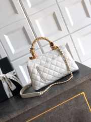 Uubags Chanel small white Coco handle bag in 25K gold hardware with diamond-style details 23cm - 3