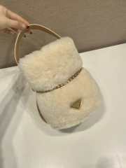 Uubags Prada Triangle Logo Shearling Mini Shoulder Bag 14x21x15cm - 2