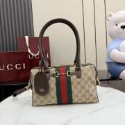Uubags Gucci Borsetto medium boston bag in sand and dark brown GG canvas 28x15x10cm - 1