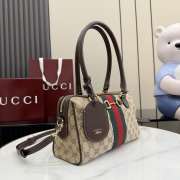 Uubags Gucci Borsetto medium boston bag in sand and dark brown GG canvas 28x15x10cm - 6