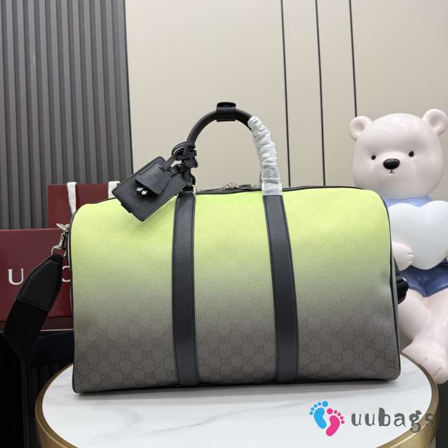 Uubags Gucci Chroma medium duffle bag gradient lime and black GG monogram coated fabric 45x30x24.5cm - 1