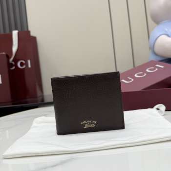 Uubags Gucci Lira bi-fold wallet dark brown leather 11x9cm