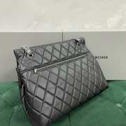 Uubags Balenciaga Crush Large Flap Bag in Black Quilted Calfskin with B Logo 36x10x30cm - 4