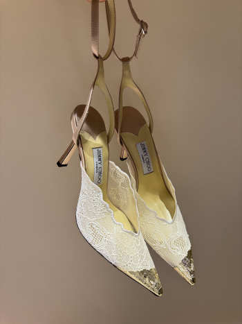 Uubags Faiz 100 Light Beige/Yellow Jimmy Choo Lace Pumps