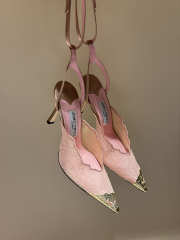 Uubags Faiz 100 Rose Jimmy Choo Lace Pumps with Metal Lace Detail in Rose / Light gold - 1