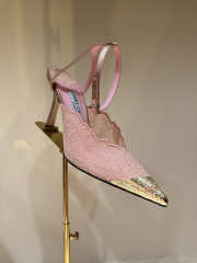 Uubags Faiz 100 Rose Jimmy Choo Lace Pumps with Metal Lace Detail in Rose / Light gold - 6