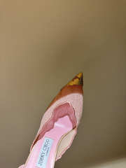 Uubags Faiz 100 Rose Jimmy Choo Lace Pumps with Metal Lace Detail in Rose / Light gold - 4