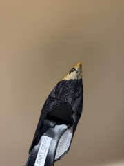 Uubags Faiz 100 Black Jimmy Choo Lace Pumps with Metal Lace Detail - 6