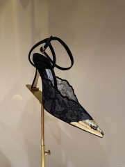 Uubags Faiz 100 Black Jimmy Choo Lace Pumps with Metal Lace Detail - 5