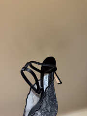 Uubags Faiz 100 Black Jimmy Choo Lace Pumps with Metal Lace Detail - 3