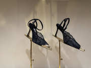 Uubags Faiz 100 Black Jimmy Choo Lace Pumps with Metal Lace Detail - 2