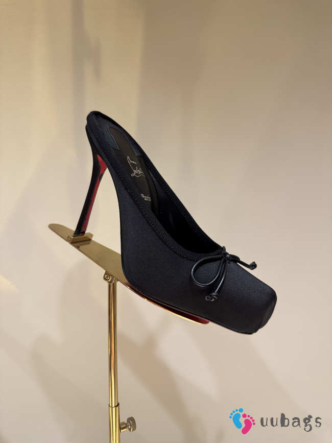 Uubags Christian Louboutin Cassia Mule 85 Satin Pumps In Black 10.5cm - 1