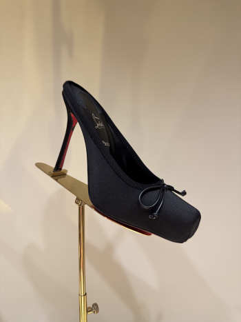 Uubags Christian Louboutin Cassia Mule 85 Satin Pumps In Black 10.5cm