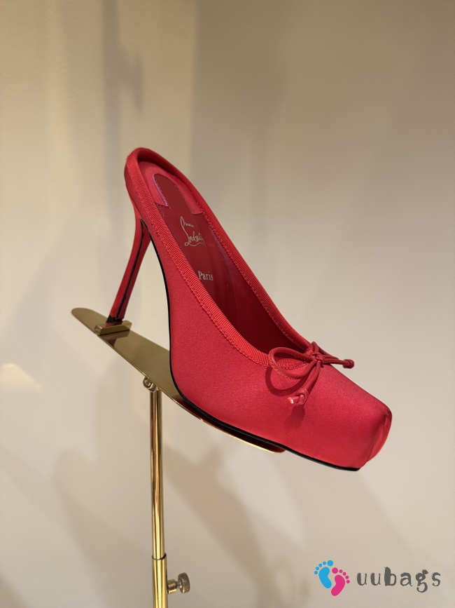 Uubags Christian Louboutin Cassia Mule 85 Satin Pumps In Red 10.5cm - 1