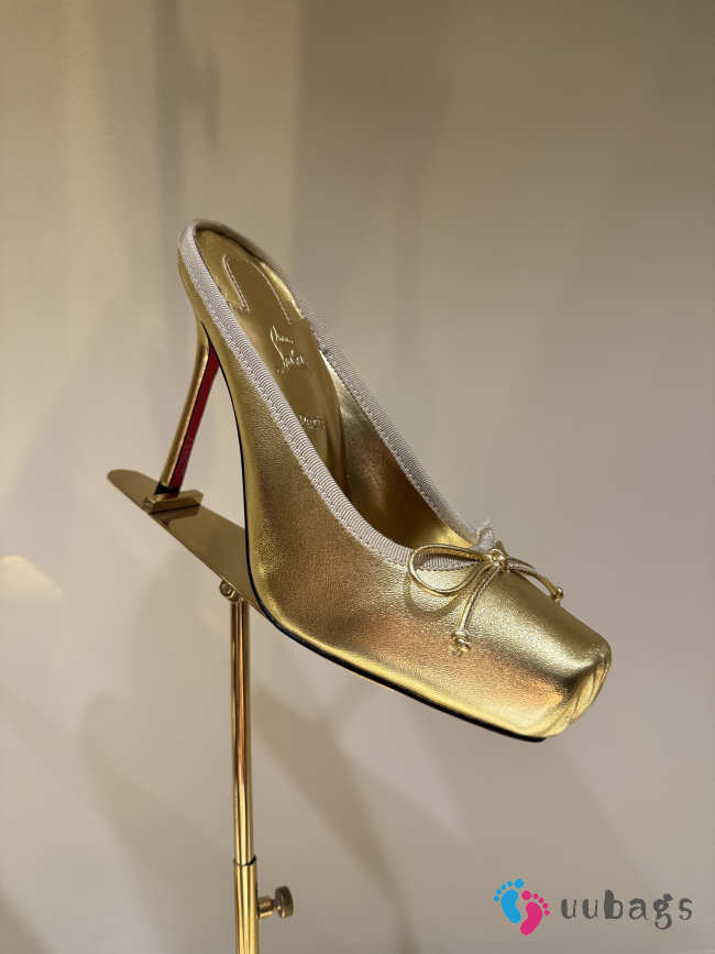 Uubags Christian Louboutin Cassia mule in laminated lamb nappa leather gold 10cm - 1